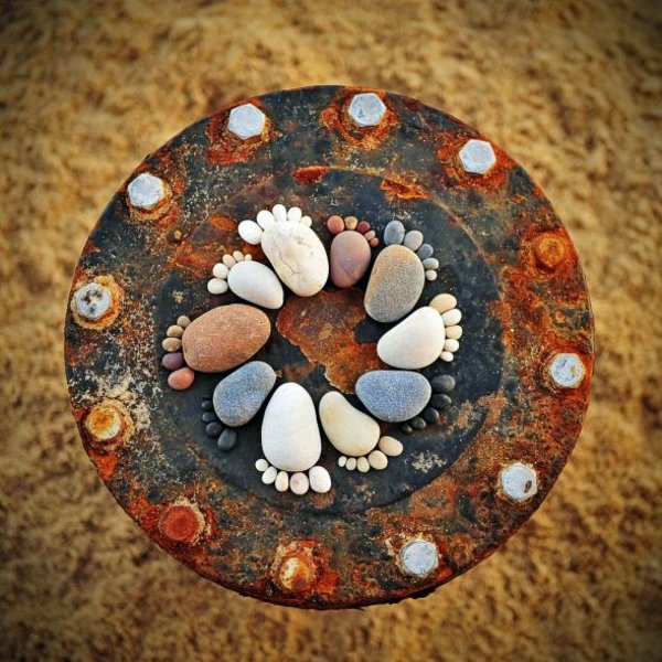 Garden decorations - stone feet are great Sommerdeko