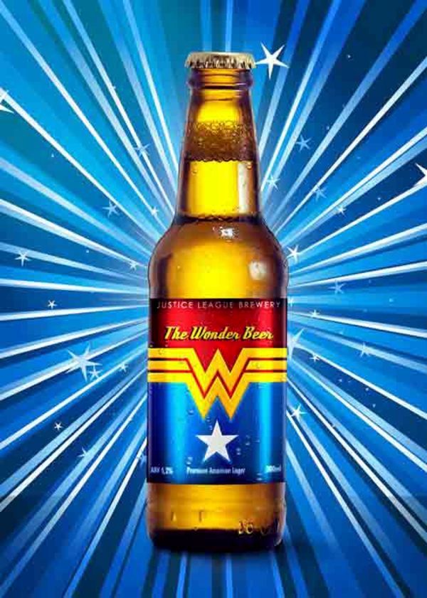 Cool beer bottle labels of Super Heroes