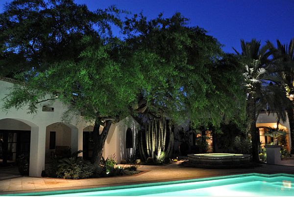 Fascinating lighting in the garden transforms the exterior in a small paradise