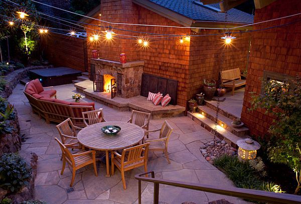 Fascinating lighting in the garden transforms the exterior in a small paradise