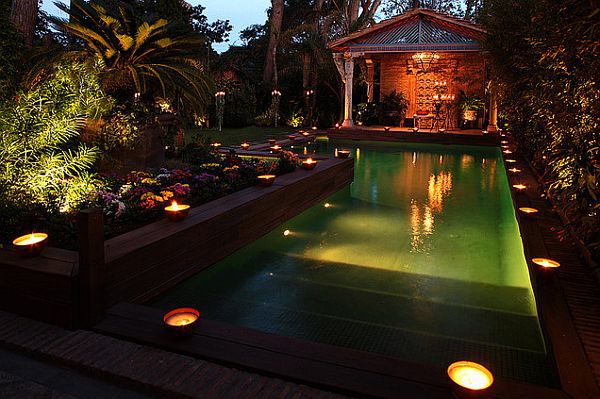 Fascinating lighting in the garden transforms the exterior in a small paradise