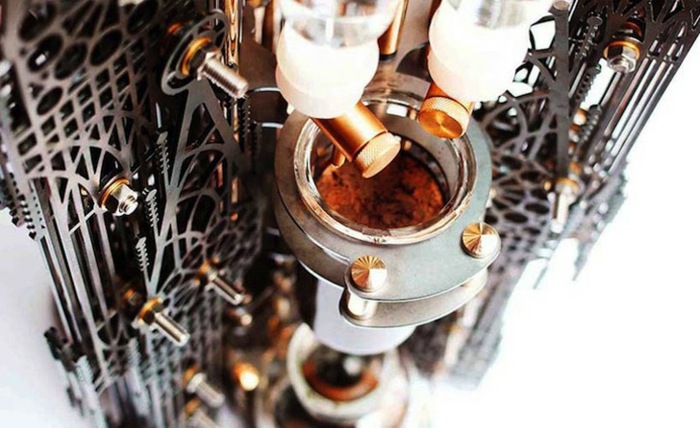 Designer coffee maker in the form of a Gothic cathedral