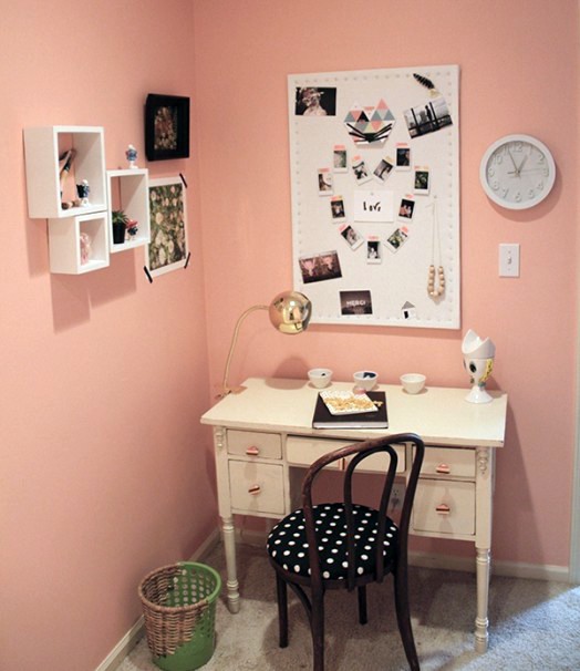Magical bedroom in pastel colors for girls