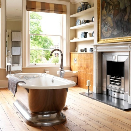 25 Bathroom designs with built-in fireplaces - romantic atmosphere