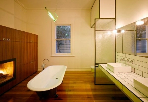 25 Bathroom designs with built-in fireplaces - romantic atmosphere