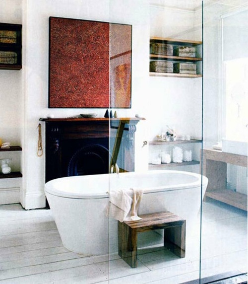 25 Bathroom designs with built-in fireplaces - romantic atmosphere