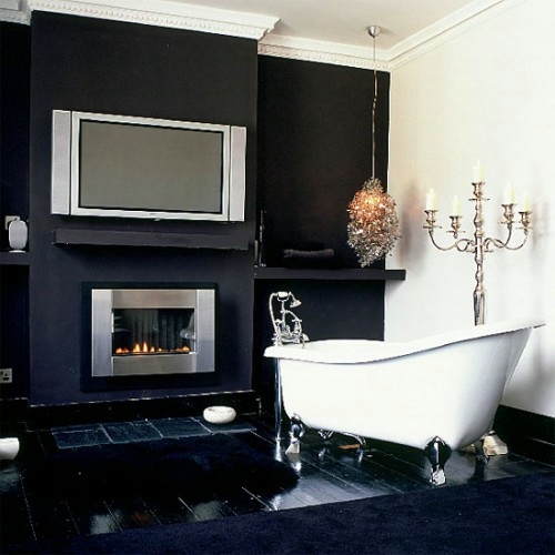 25 Bathroom designs with built-in fireplaces - romantic atmosphere