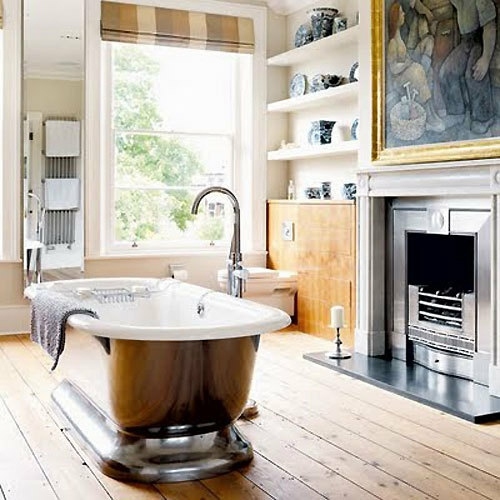 25 Bathroom designs with built-in fireplaces - romantic atmosphere