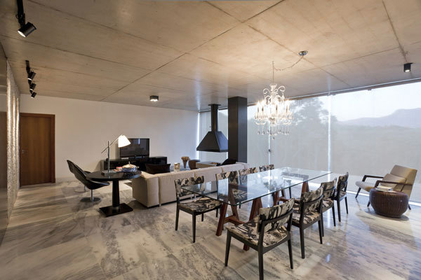 Bright youthful house in the rocky landscape in Brazil