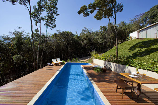 Bright youthful house in the rocky landscape in Brazil