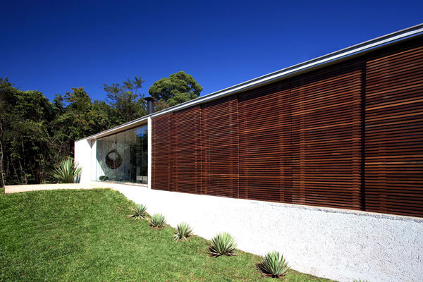 Bright youthful house in the rocky landscape in Brazil