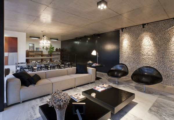 Bright youthful house in the rocky landscape in Brazil