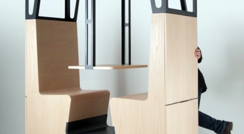 Wood dining - Stand Design Il Treno of Tjep - inspired by old train compartment