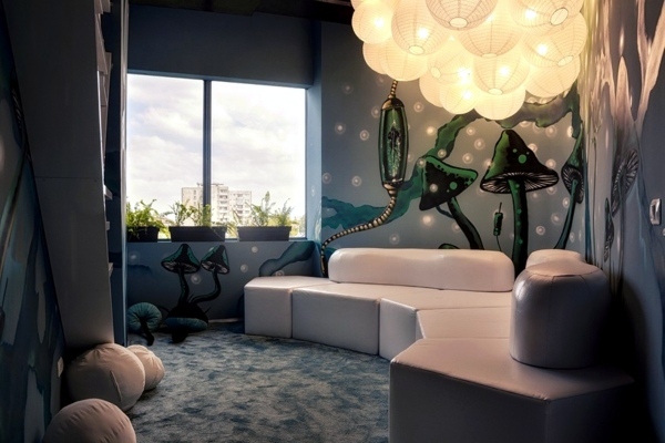 Attractive office set up like a space ship