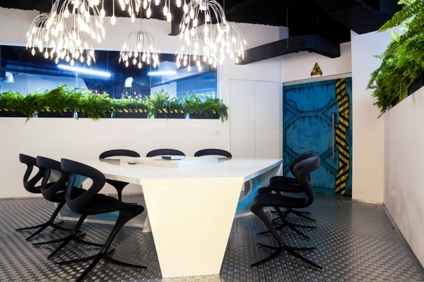 Attractive office set up like a space ship