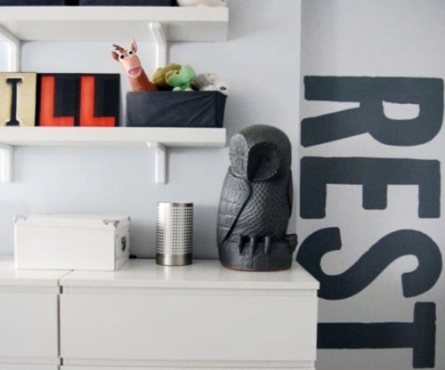 Monochrome, gray nursery design for siblings