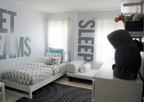 Monochrome, gray nursery design for siblings