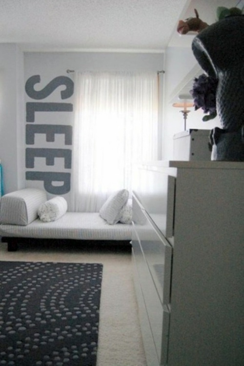 Monochrome, gray nursery design for siblings