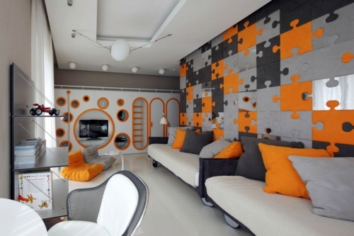 Monochrome, gray nursery design for siblings