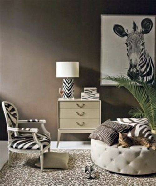 Zebra and leopard pattern in the interior