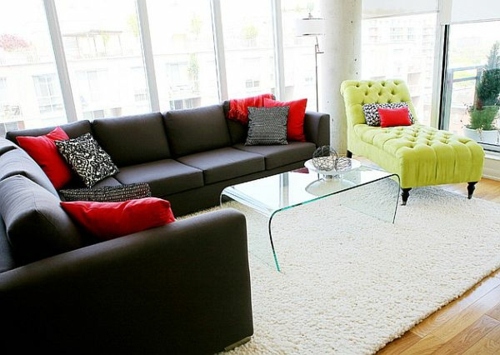 Living room design full color contrasts