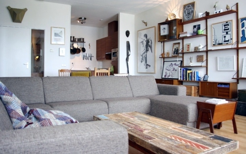 Creative decorating ideas - street finds and works of art in a house in Amsterdam