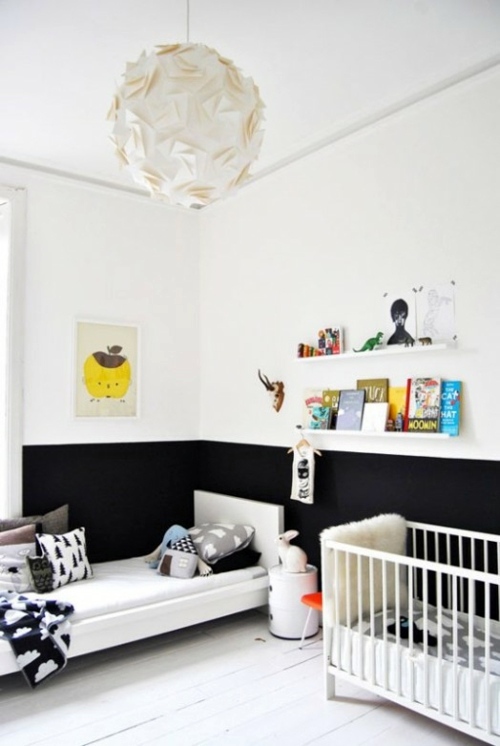 Compact and modern nursery interior for siblings