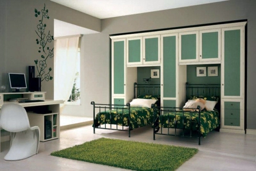 Compact and modern nursery interior for siblings