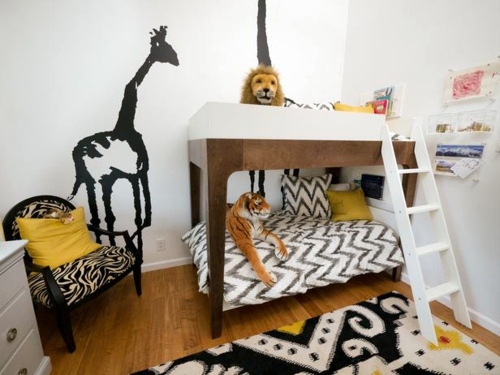 Compact and modern nursery interior for siblings