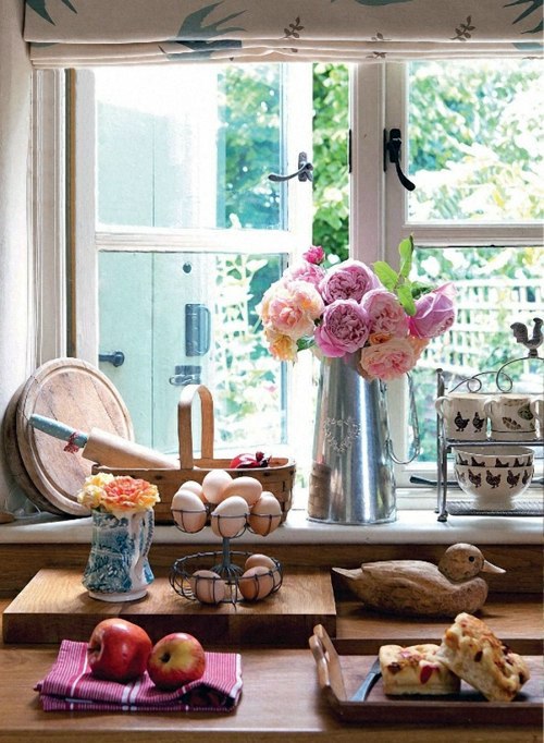 Setting cozy kitchen in country style Setting cozy kitchen in country style
