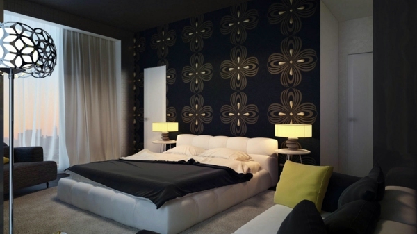 The black wallpaper creates an artistic living environment in your home