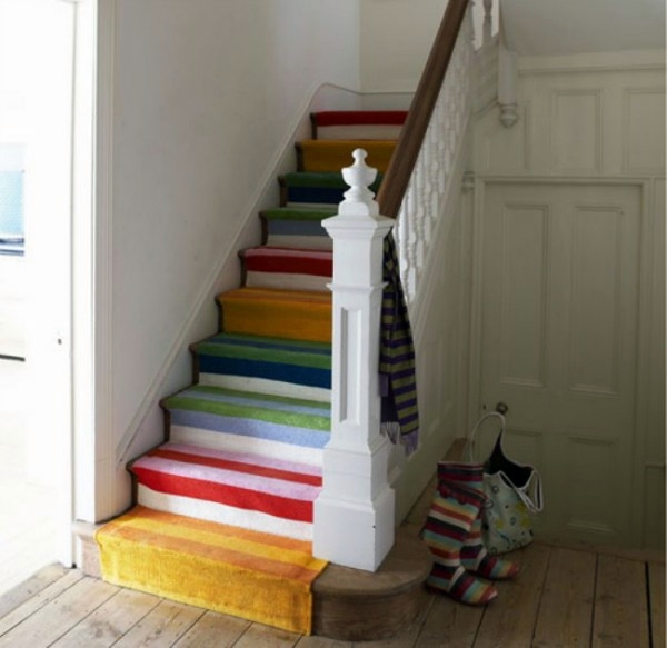 Fabulous staircase rugs bring color