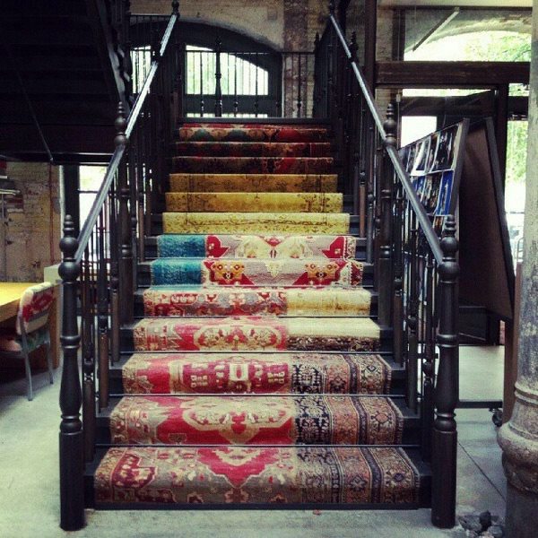 Fabulous staircase rugs bring color