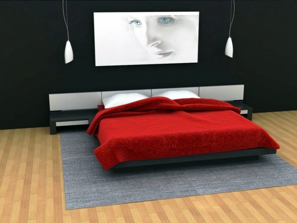 Einrichtungsideen - Minimalist Red Bedroom - Vibrant red color