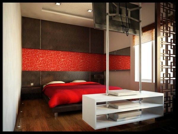 Schlafzimmer - Minimalist Red Bedroom - Vibrant red color