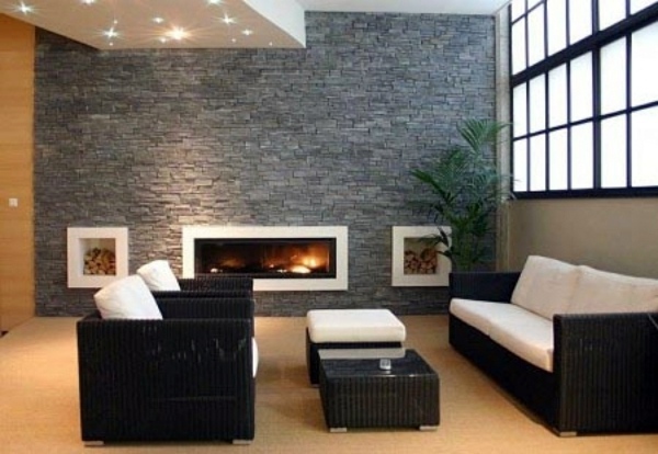 Receive the natural home - natural stone wall in the living room Receive the natural home - natural stone wall in the living room