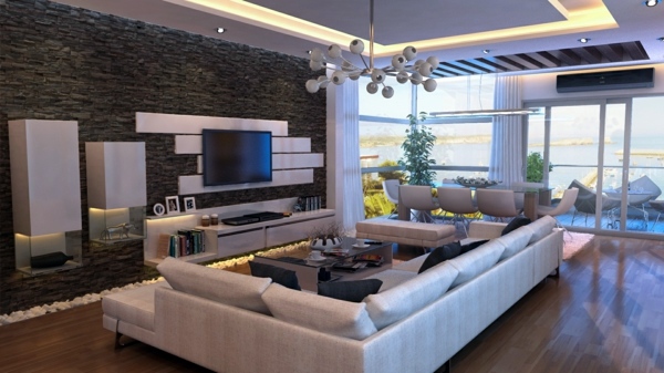 Receive the natural home - natural stone wall in the living room Receive the natural home - natural stone wall in the living room