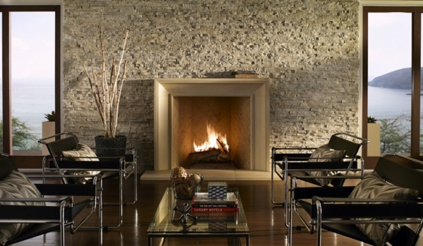 Receive the natural home - natural stone wall in the living room Receive the natural home - natural stone wall in the living room