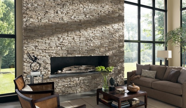 Receive the natural home - natural stone wall in the living room Receive the natural home - natural stone wall in the living room