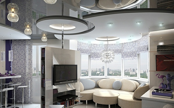 Ceiling design in living room - amazing, suspended ceilings
