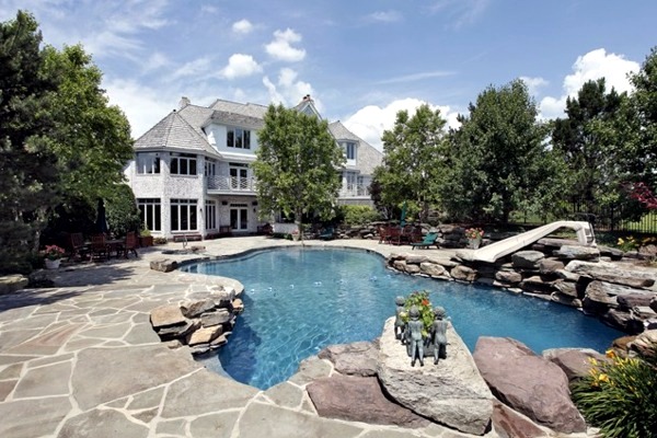 pool with garden