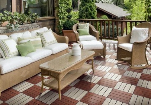 Lay Patio And Balcony With Wooden Tiles Use Wood Tiles For
