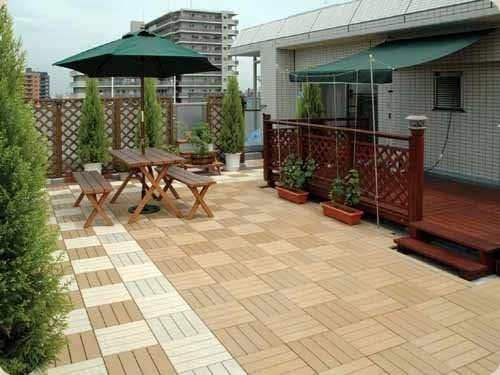 Lay patio and balcony with wooden tiles - Use wood tiles for flooring