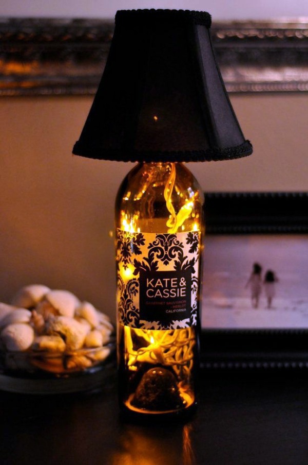 DIY Lamp from Wine Bottles creative decorating ideas