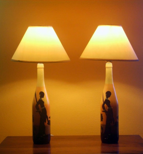 DIY Lamp from Wine Bottles - creative decorating ideas