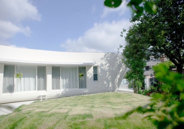 Organic House with curved vertical greening