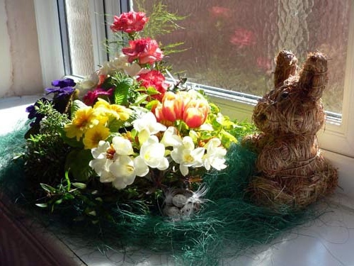 Easter decoration with spring flowers Easter decoration with spring flowers