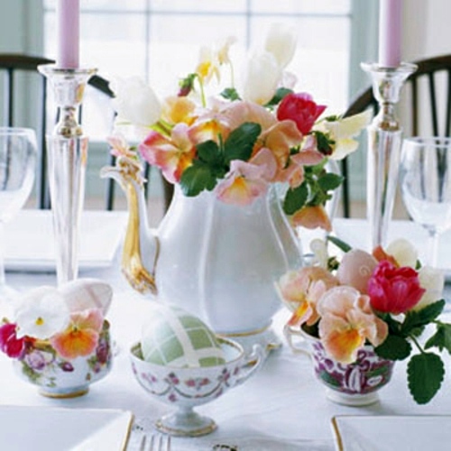 Easter decoration with spring flowers Easter decoration with spring flowers