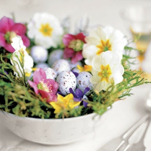 Easter decoration with spring flowers Easter decoration with spring flowers