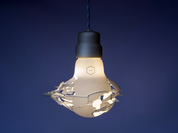 Broken designer lamps in the form of oversized light bulbs Broken designer lamps in the form of oversized light bulbs